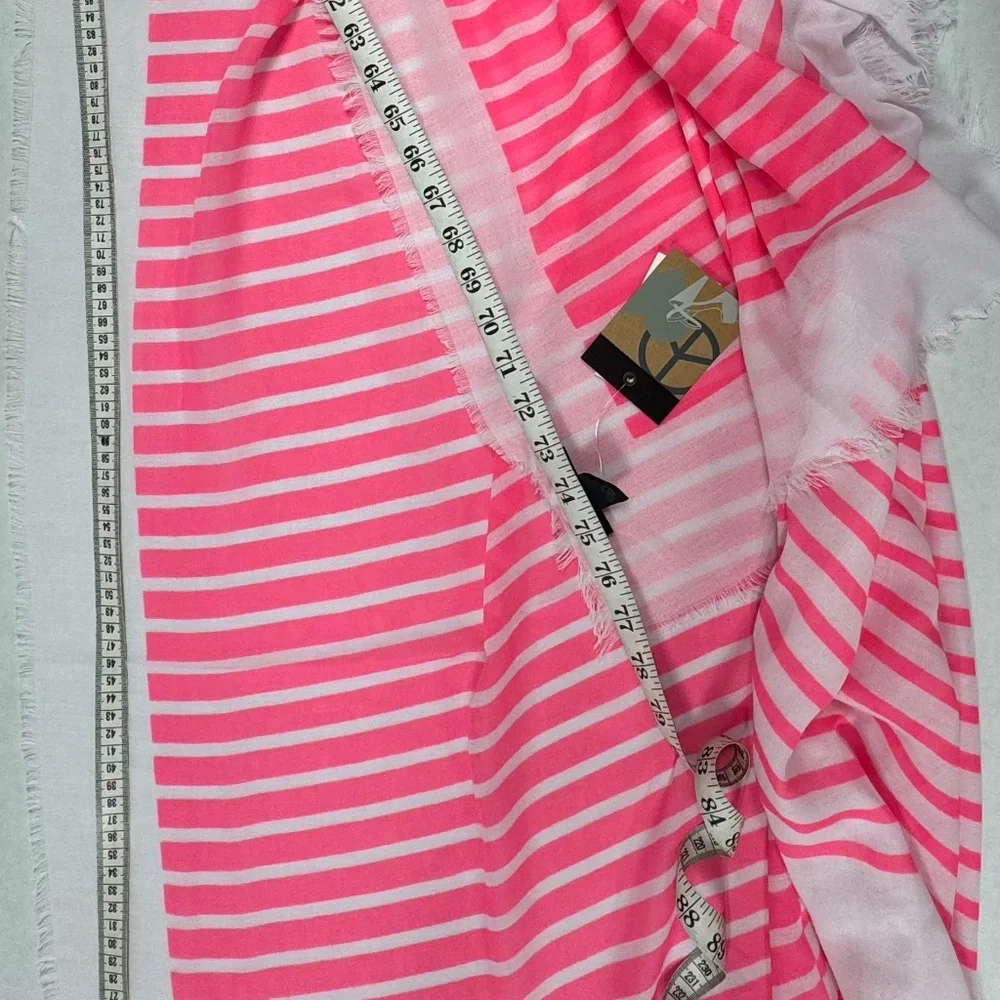 Steve Madden Pink and White Striped Oversized Scarf or Wraps - 74